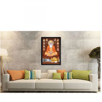 Generic Guru Nanak Painting with Synthetic Photo Frame (Multicolor)