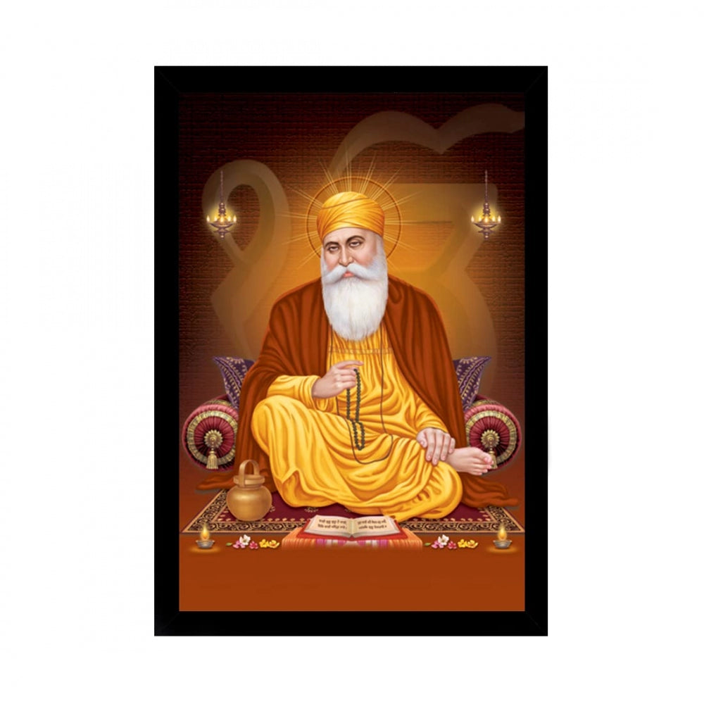 Generic Guru Nanak Painting with Synthetic Photo Frame (Multicolor)