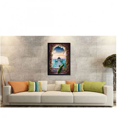 Generic Peacock Painting Painting with Synthetic Photo Frame (Multicolor)