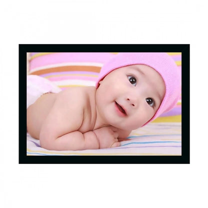 Generic Baby Photo Painting with Synthetic Photo Frame (Multicolor)