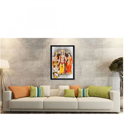 Generic Ram Dharbar Painting with Synthetic Photo Frame (Multicolor)