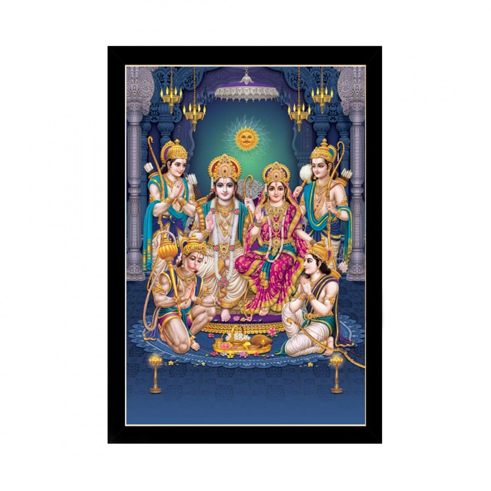 Generic Shree Ram Painting with Synthetic Photo Frame (Multicolor)