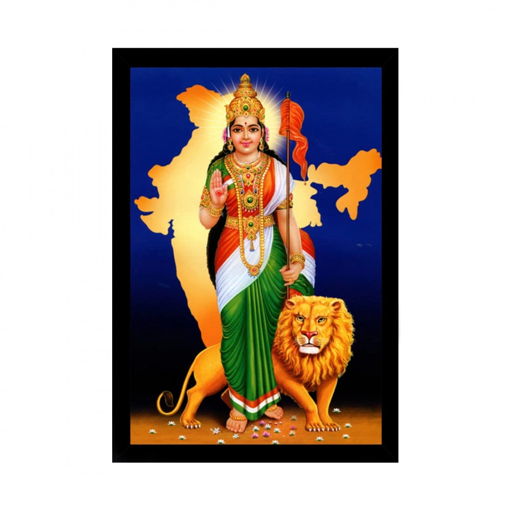 Generic Bharat Mata Painting with Synthetic Photo Frame (Multicolor)