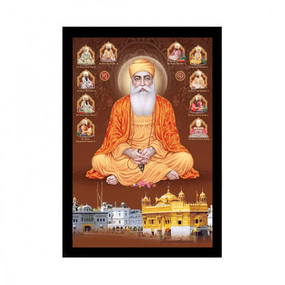 Generic Guru Nanak Painting with Synthetic Photo Frame (Multicolor)