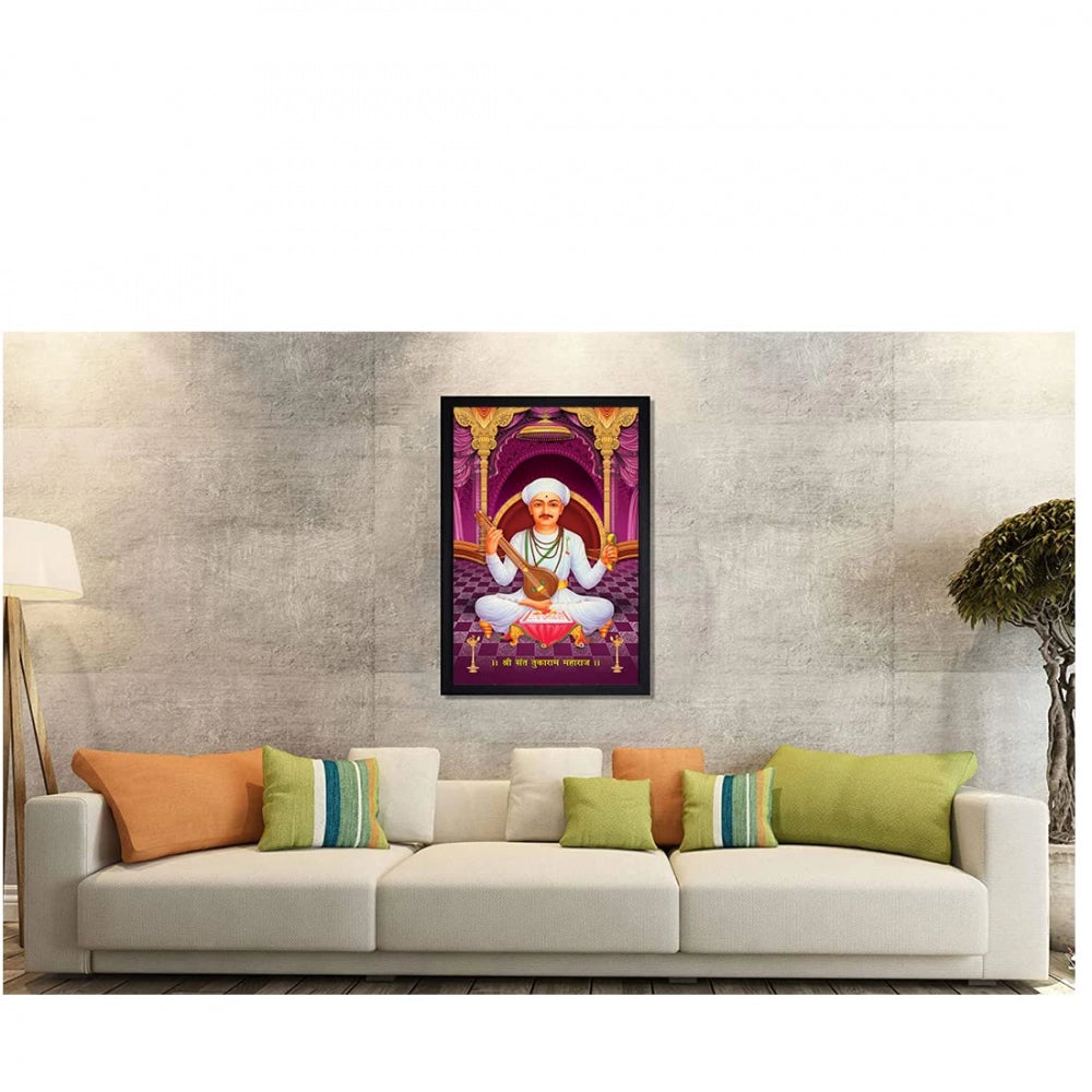 Generic Tukaram Painting with Synthetic Photo Frame (Multicolor)