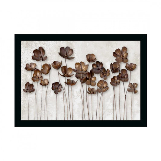 Generic Flower Painting with Synthetic Photo Frame (Multicolor)