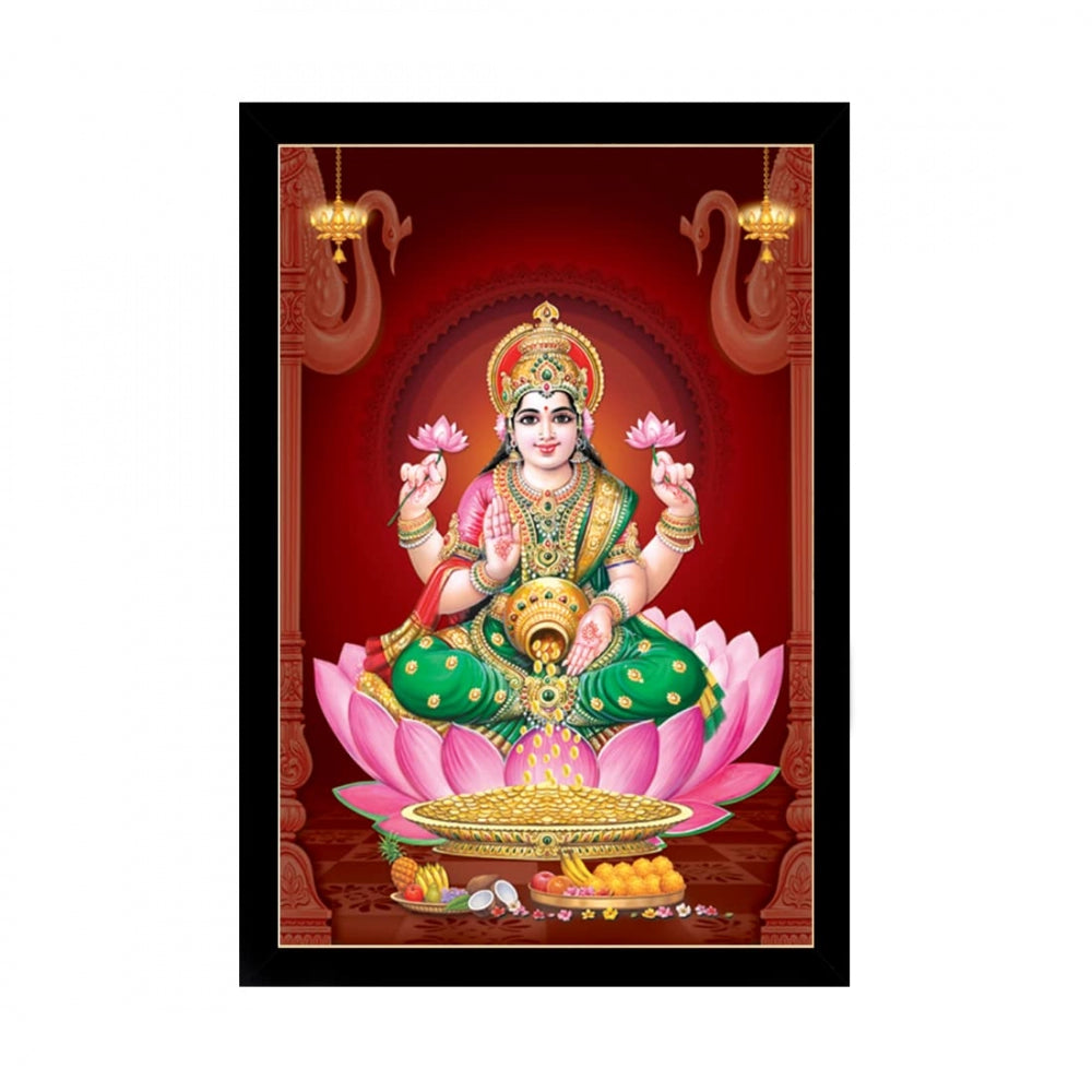 Generic Maa Laxmi Painting with Synthetic Photo Frame (Multicolor)