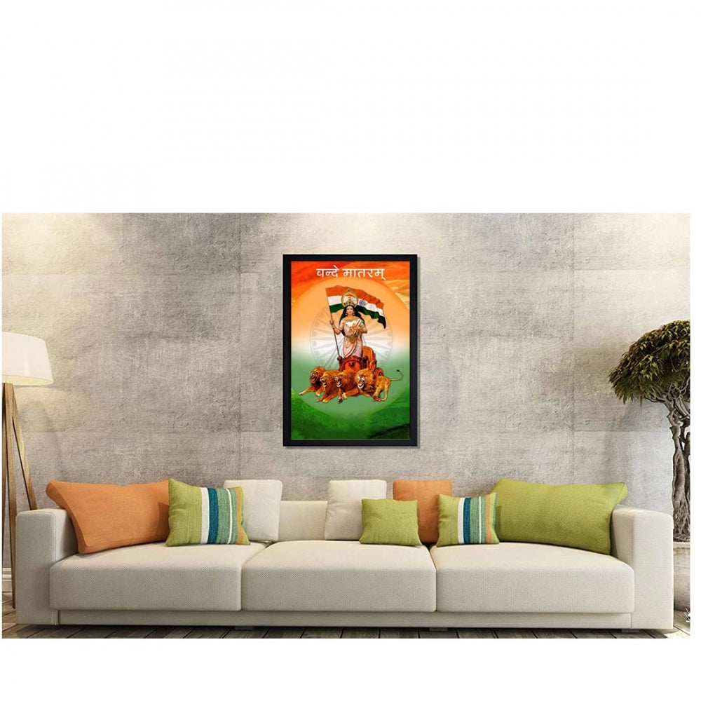 Generic Bharat Mata Painting with Synthetic Photo Frame (Multicolor)