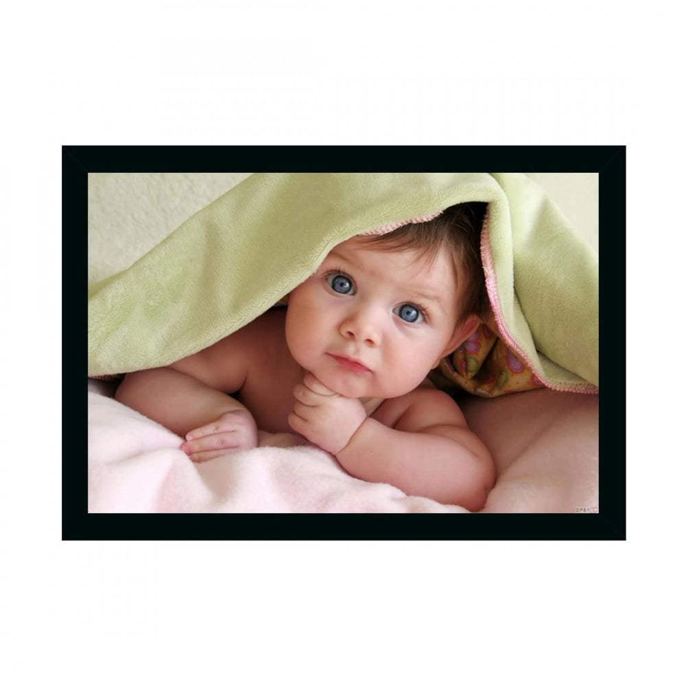 Generic Baby Photo Painting with Synthetic Photo Frame (Multicolor)