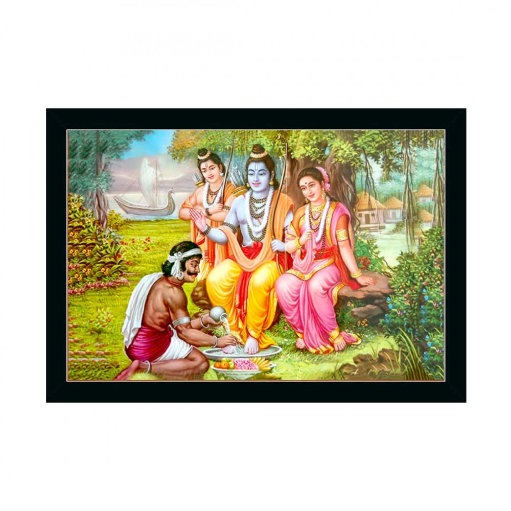 Generic Shree Ram Painting with Synthetic Photo Frame (Multicolor)