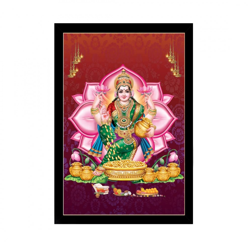 Generic Maa Laxmi Painting with Synthetic Photo Frame (Multicolor)