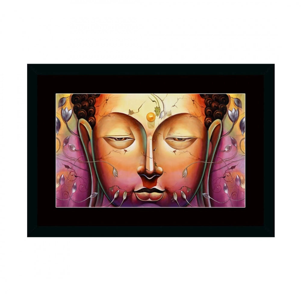 Generic Buddha Painting with Synthetic Photo Frame (Multicolor)