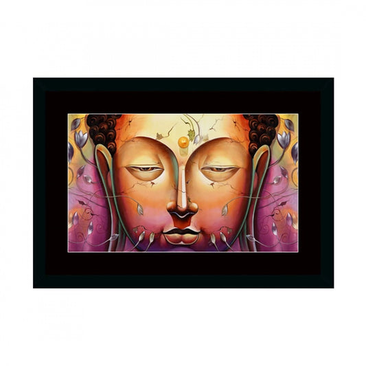 Generic Buddha Painting with Synthetic Photo Frame (Multicolor)