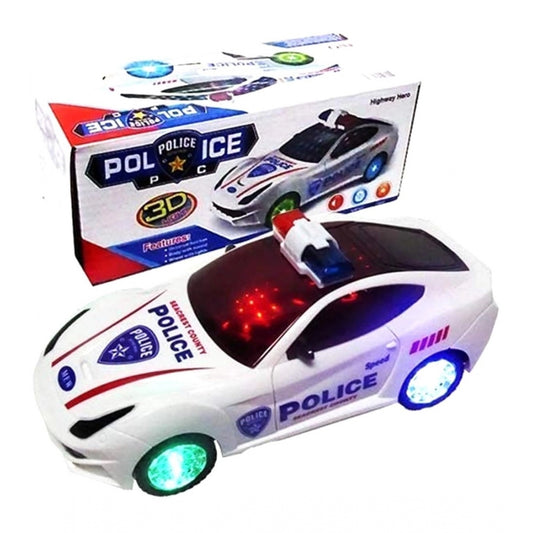 Generic Plastic  Fun Flashing Lights In The Wheels And Realistic Sounds With Sirens Police Car Toy For Kids (White)