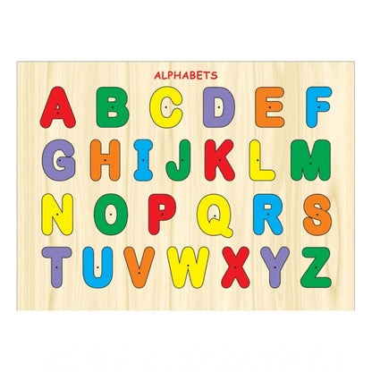 Generic Wooden Educational Learning English Alphabet Puzzle Board (Wood Color)