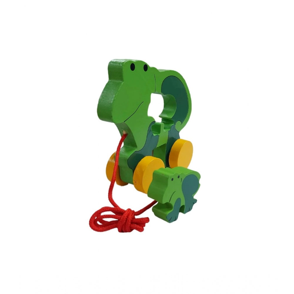 Generic Wooden Pull Along Toy For Babies  Toddlers Frog (Multicolor)