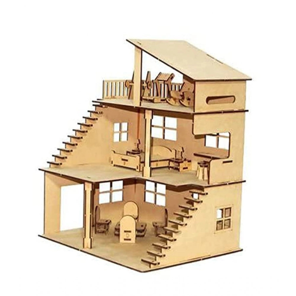 Generic Wooden Dollhouse For Furniture Made By (Wood Color)