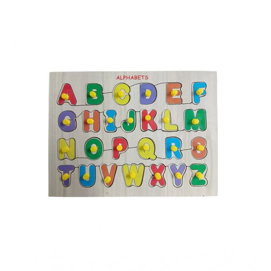 Generic Wooden Educational Learning English Alphabet Puzzle Board (Wood Color)