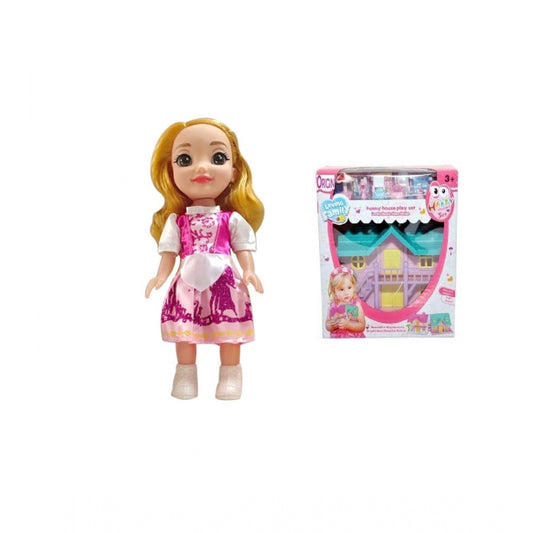 Generic Plastic Doll And Doll House Toys Set For Kids  (Multicolor)