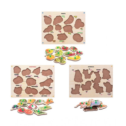 Generic Wooden Educational Learning Fruits Puzzle Board  (Wood Color)