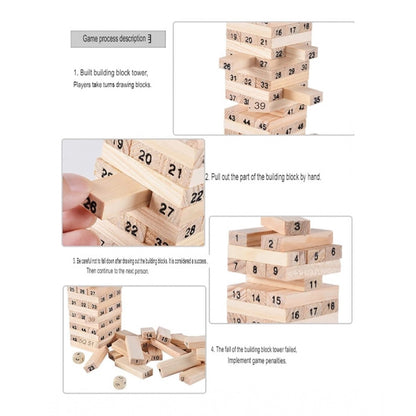 Generic Plastic 48 Pcs 3 Dice Challenging Wooden Blocks Board Games (Wood Color)