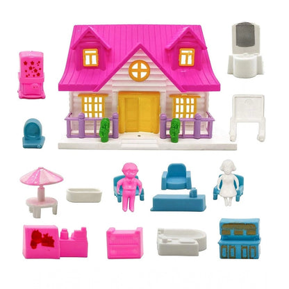 Generic Plastic Dollhouse For Girls With Furniture (Multicolor)