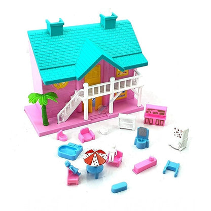 Generic Plastic Dollhouse For Girls With Furniture (Multicolor)