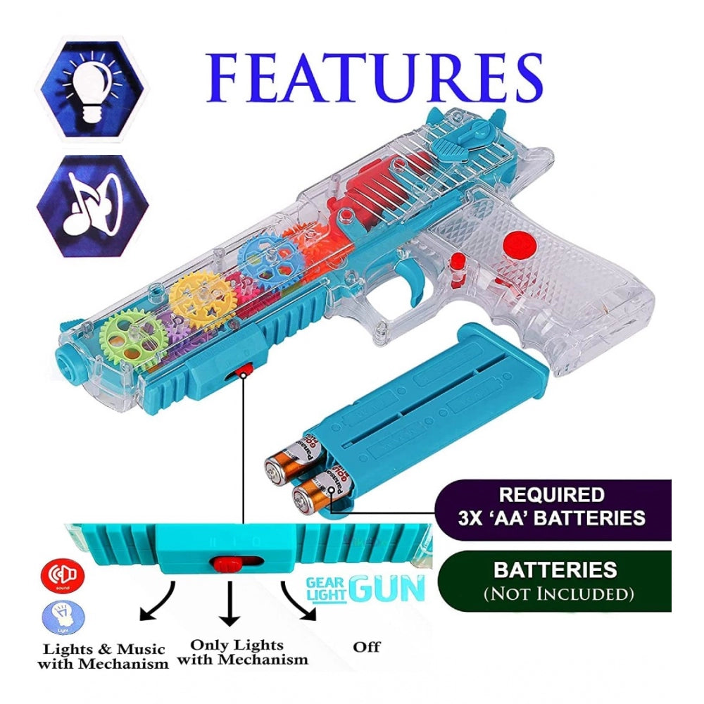 Generic Plastic Laser And Flashing 3D Light With Transparent Musical Gun For Kids (Multicolor)