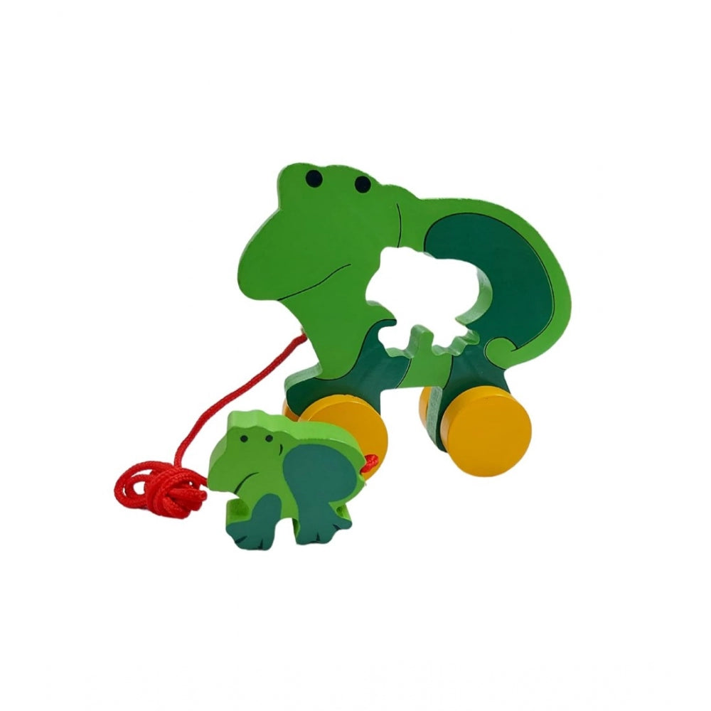 Generic Wooden Pull Along Toy For Babies  Toddlers Frog (Multicolor)