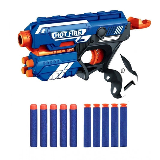 Generic Plastic Blaze Storm Soft Bullet Toy Gun For Boy With 10 Safe Soft Foam Bullet Shooting Gun (Blue)