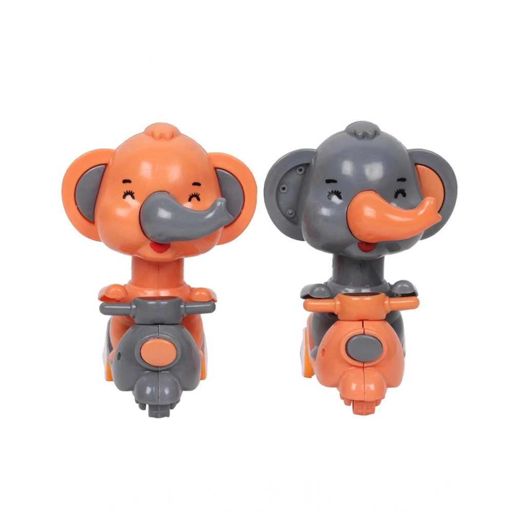 Generic Plastic Elephant Push And Go Friction Toy For Kids (Orange)