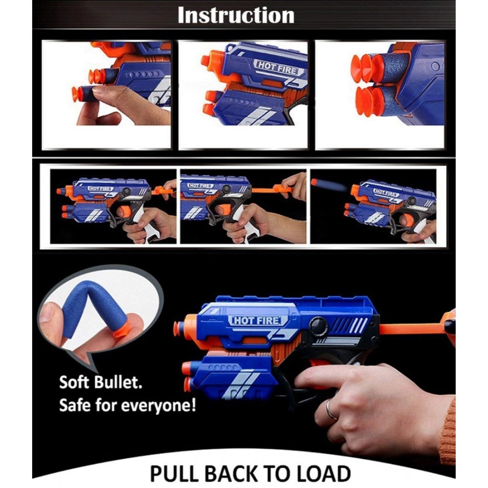 Generic Plastic Blaze Storm Soft Bullet Toy Gun For Boy With 10 Safe Soft Foam Bullet Shooting Gun (Blue)