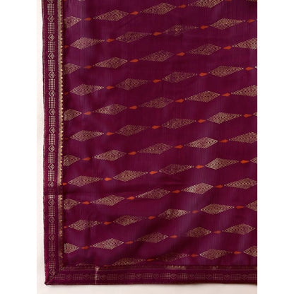 Generic Women's Zomto Laheriya Saree With Unstitched Blouse (Wine, 5-6 Mtrs)