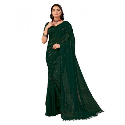 Generic Women's Chiffon Fabric Line Saree With Unstitched Blouse (Green, 5-6 Mtrs)