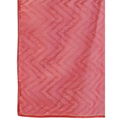 Generic Women's Linen Zig Zag Saree With Unstitched Blouse (Pink, 5-6 Mtrs)