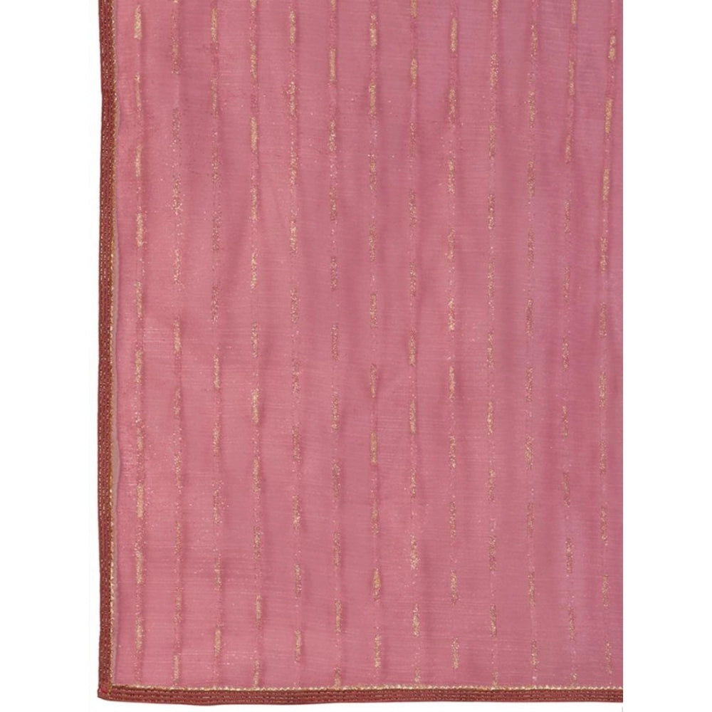 Generic Women's Linen Line Saree With Unstitched Blouse (Purple, 5-6 Mtrs)