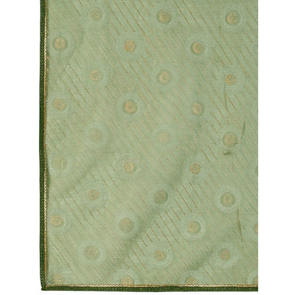 Generic Women's Linen Gola Printed Saree With Unstitched Blouse (Green, 5-6 Mtrs)