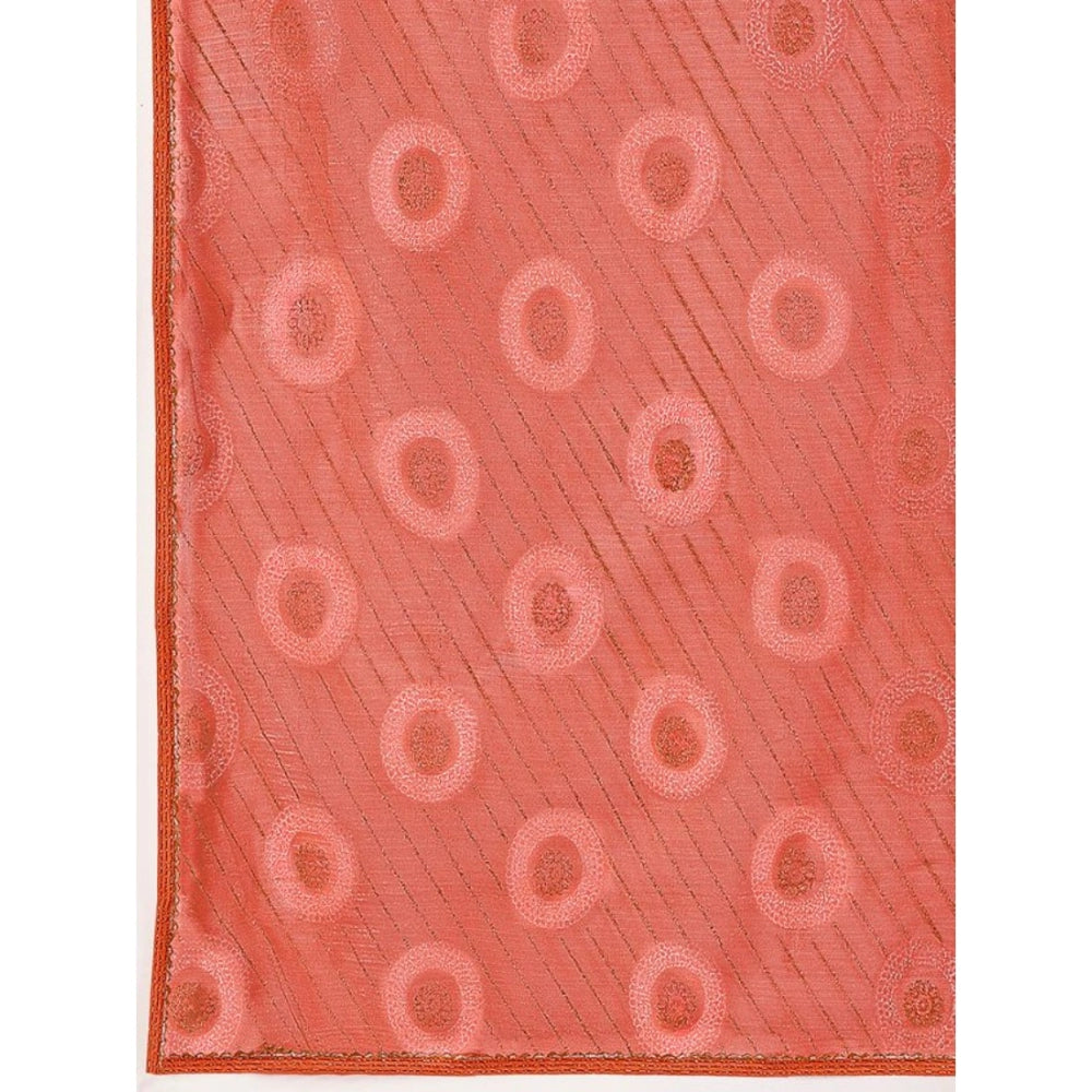 Generic Women's Linen Gola Printed Saree With Unstitched Blouse (Orange, 5-6 Mtrs)