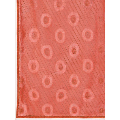 Generic Women's Linen Gola Printed Saree With Unstitched Blouse (Orange, 5-6 Mtrs)