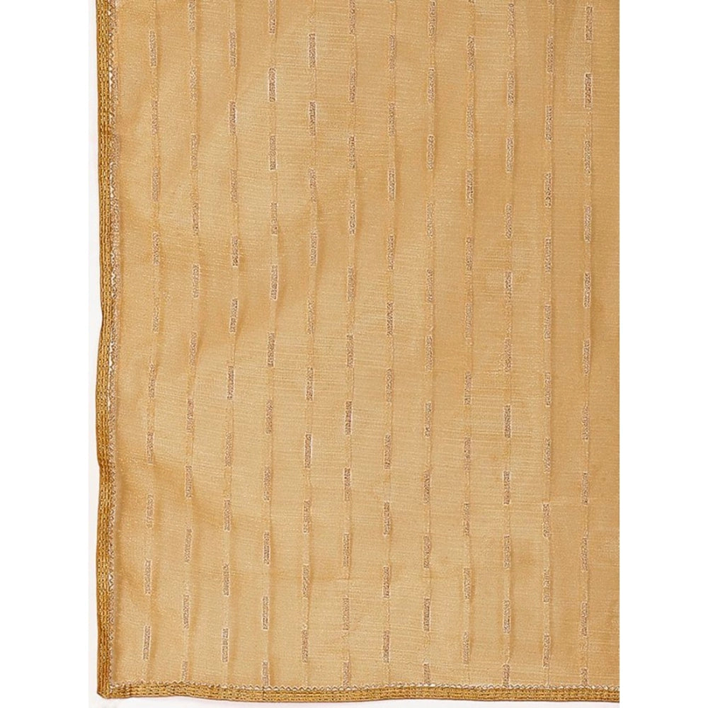 Generic Women's Linen Line Saree With Unstitched Blouse (Beige, 5-6 Mtrs)