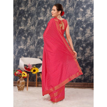 Generic Women's Vichitra Bandhini Saree With Unstitched Blouse (Pink, 5-6 Mtrs)