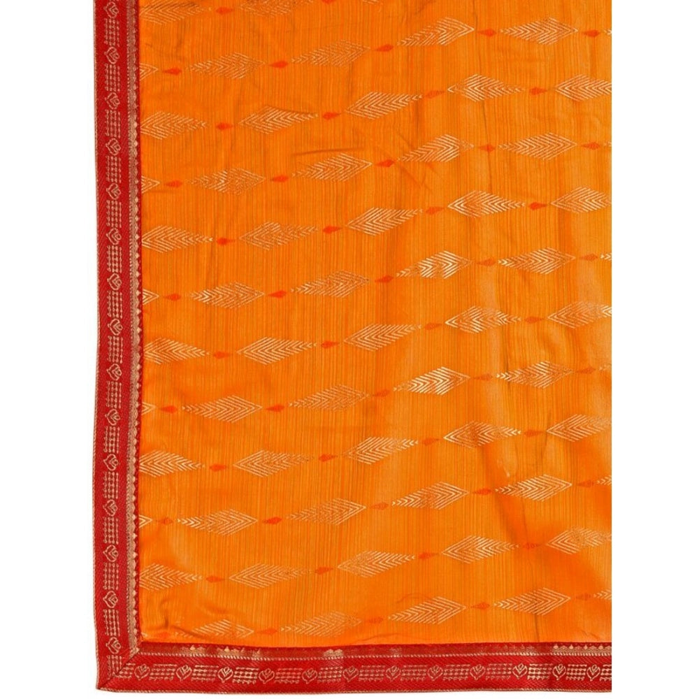 Generic Women's Zomto Laheriya Saree With Unstitched Blouse (Yellow, 5-6 Mtrs)