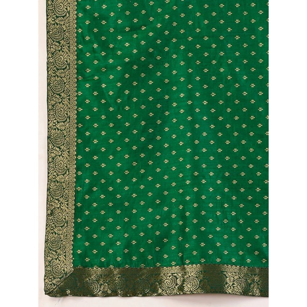 Generic Women's Vichitra Bandhini Saree With Unstitched Blouse (Green, 5-6 Mtrs)