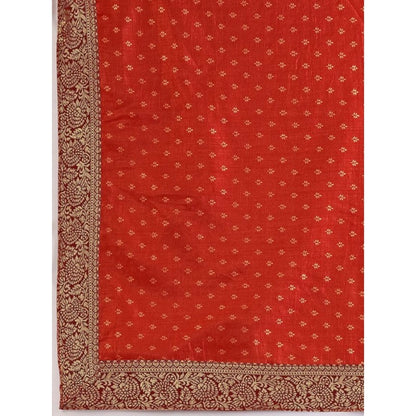 Generic Women's Vichitra Bandhani Saree With Unstitched Blouse (Maroon, 5-6 Mtrs)