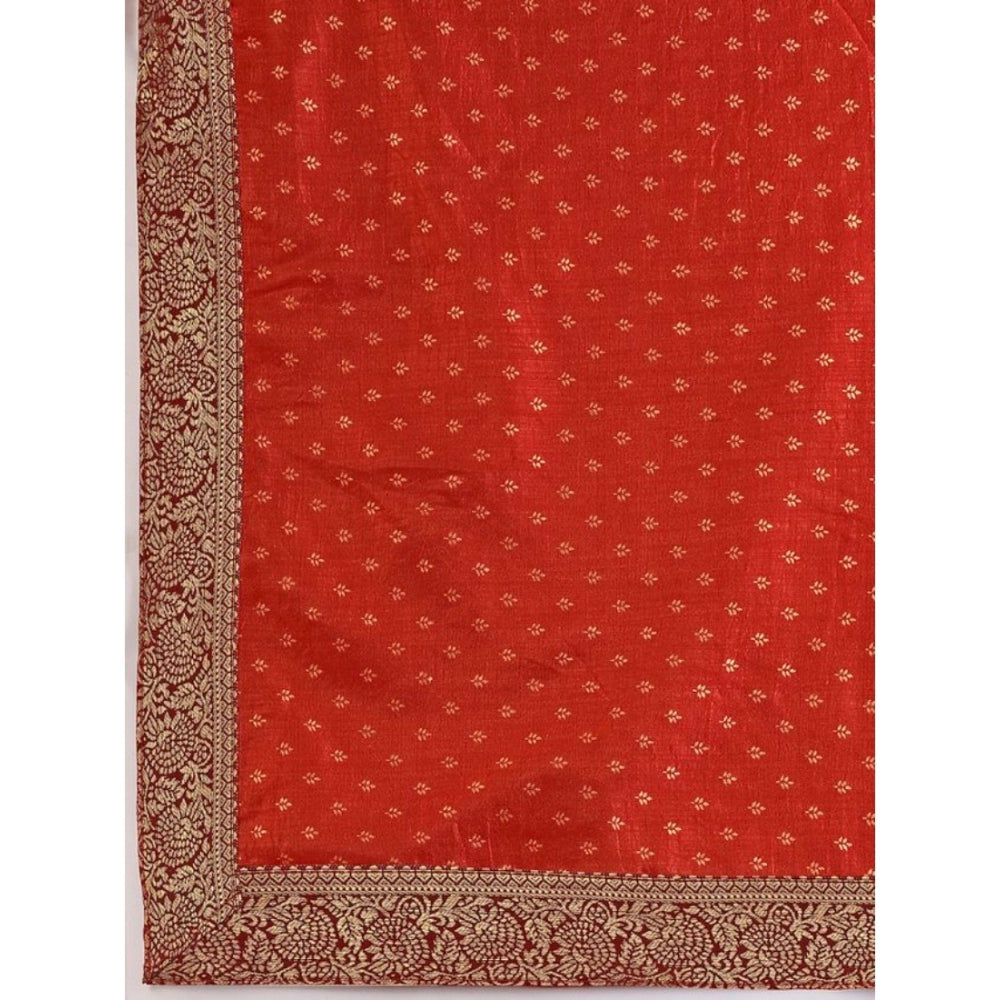 Generic Women's Vichitra Bandhini Saree With Unstitched Blouse (Maroon, 5-6 Mtrs)