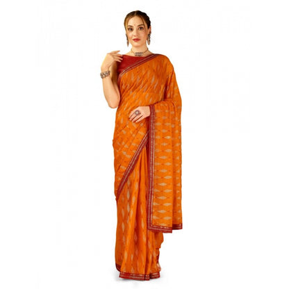 Generic Women's Zomto Laheriya Saree With Unstitched Blouse (Yellow, 5-6 Mtrs)