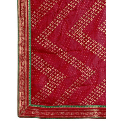 Generic Women's Zomto Zig Zag Saree With Unstitched Blouse (Maroon, 5-6 Mtrs)