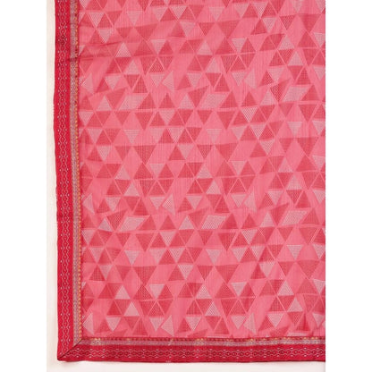 Generic Women's Zomto Printed Saree With Unstitched Blouse (Dark Pink, 5-6 Mtrs)