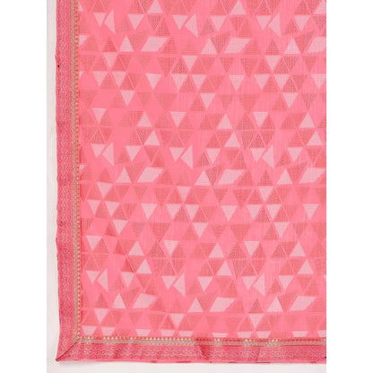 Generic Women's Zomto Printed Saree With Unstitched Blouse (Pink, 5-6 Mtrs)