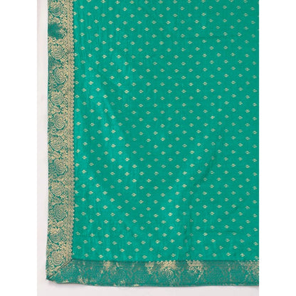 Generic Women's Vichitra Bandhani Saree With Unstitched Blouse (Rama Green, 5-6 Mtrs)